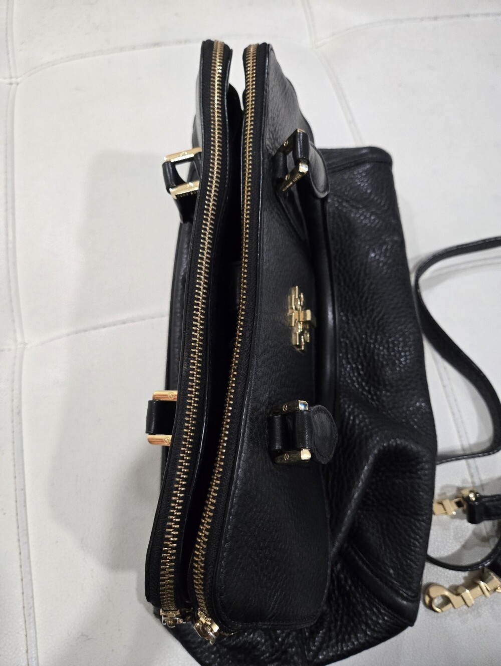 Tory Burch Double Zip Dome Satchel with Gold Hardware - Picture 9 of 16
